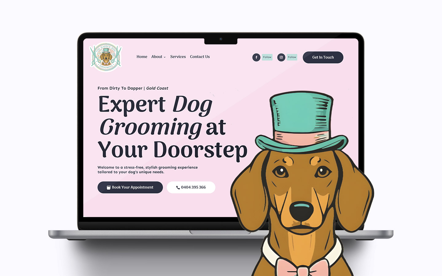 dapper dog grooming website design