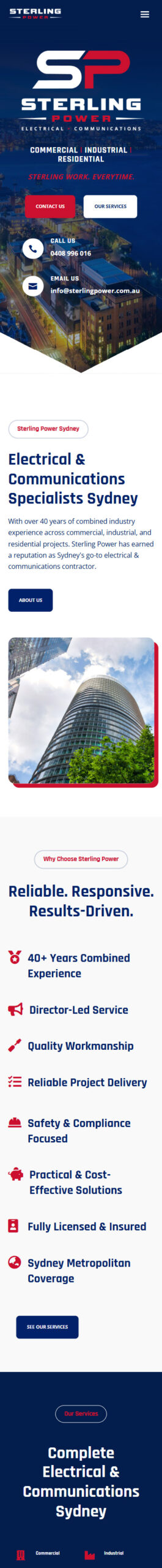 Screenshot of mobile web design for Sterling Power. Screenshot of mobile web design for Sterling Power.