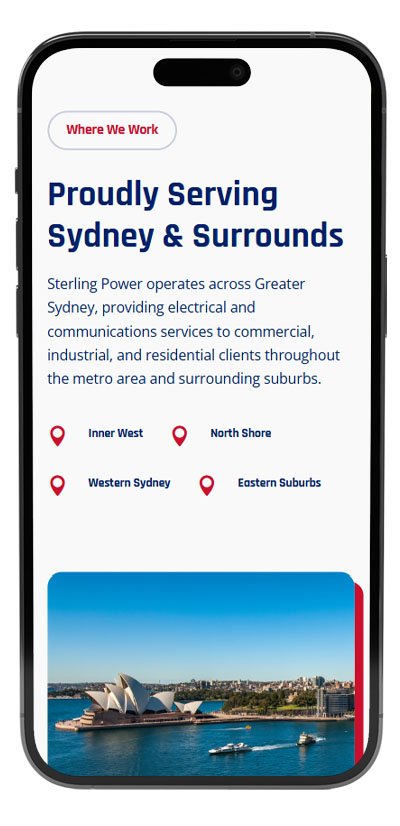 Screenshot of mobile web design for Sterling Power. Screenshot of mobile web design for Sterling Power.
